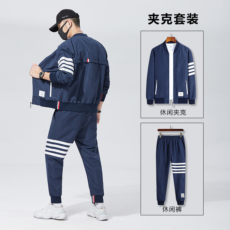1秋季鹿皮绒套装男时尚休闲夹克套装长袖套装A074-TZ3888-P85,男装休闲套装,星座210-1