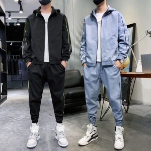 新款宽松休闲运动套装秋季连帽卫衣韩版潮流夹克两件套T35-P85图片