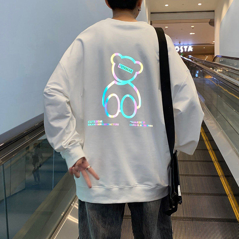 秋季港风卫衣男套头新款夜光反光小熊卫衣A074-WY20-P50控68,男装卫衣,星座210-1