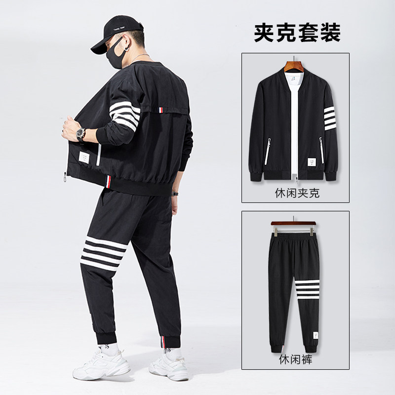 秋季鹿皮绒套装男时尚休闲夹克套装长袖套装A074-TZ3888-P85图片