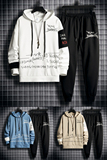 休闲套装男秋冬季青少年潮流加绒运动服搭配一套20140-TZ830-P55，男装卫衣，星座210-1