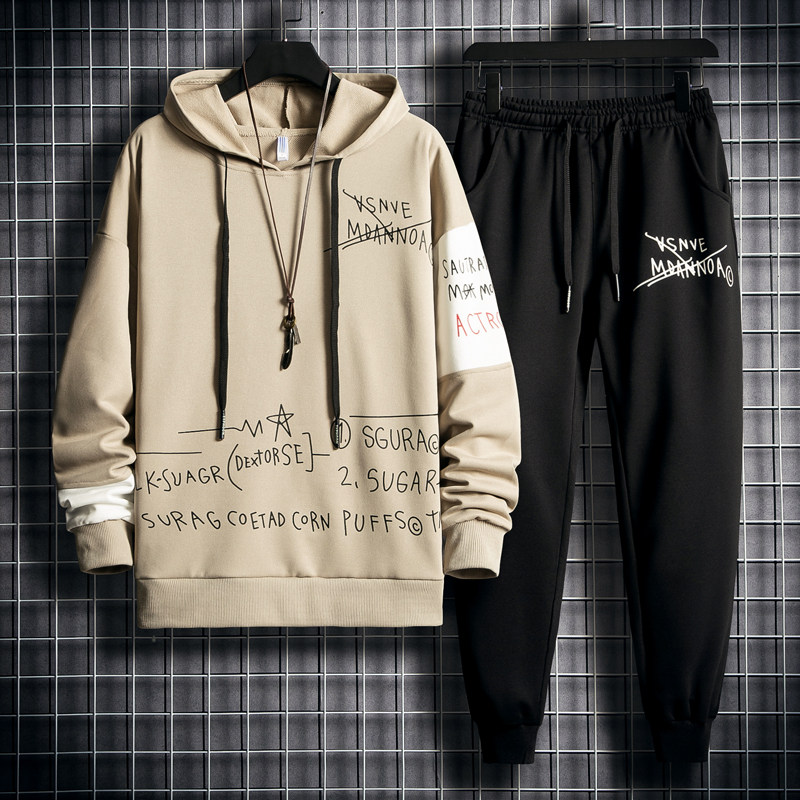休闲套装男秋冬季青少年潮流加绒运动服搭配一套20140-TZ830-P55图片