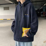泰迪绒羊羔绒卫衣男秋冬季上衣宽松连帽加绒潮ins港风9302-P58，男装卫衣，星座210-1