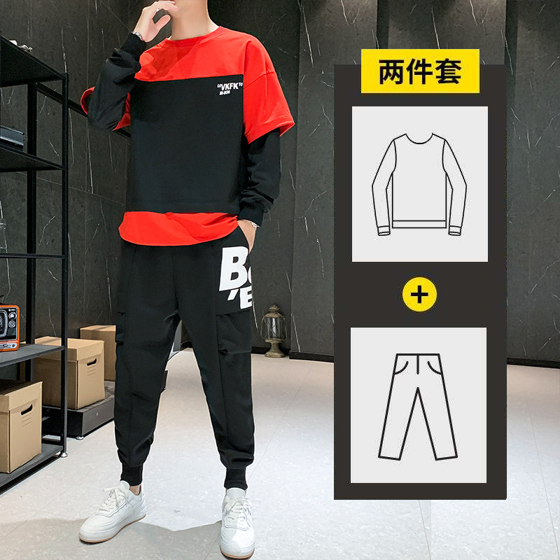 2秋季卫衣套装男青少年时尚圆领休闲卫衣男A074—TZ071,男装卫衣,星座210-1