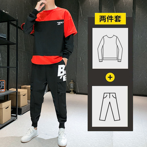 2秋季卫衣套装男青少年时尚圆领休闲卫衣男A074—TZ071图片