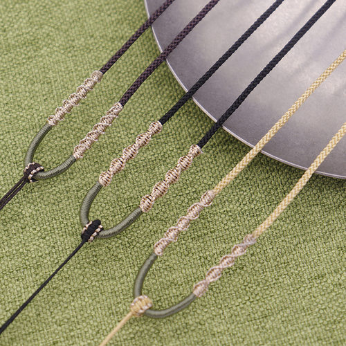 金丝轻奢螺旋黄金玉佩挂脖吊坠绳翡翠玉坠挂绳手工编织DIY项链绳