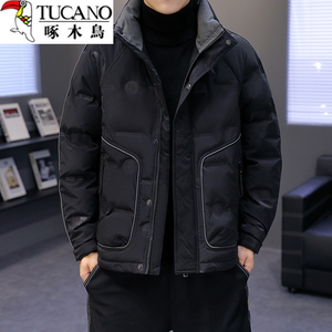 啄木鸟男士羽绒服秋冬季2023新款韩版潮流牌休闲加厚高端立领外套