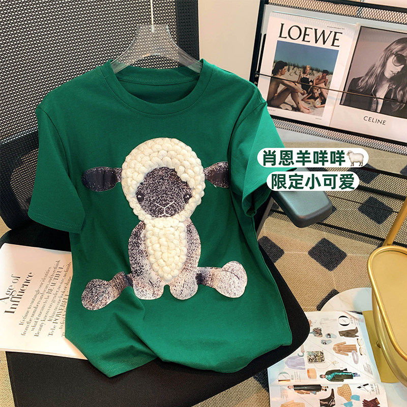 카운터 쇼핑몰은 국제 유명 컷오프 싱글 테일 싱글 여성 여름 자수 면 반팔 티셔츠 상의를 철수했습니다