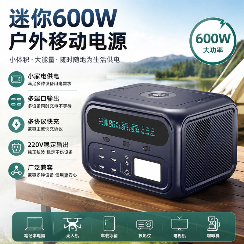 微安迷你600W户外移动电源 UPS不断电 便携式自驾直播储能电源