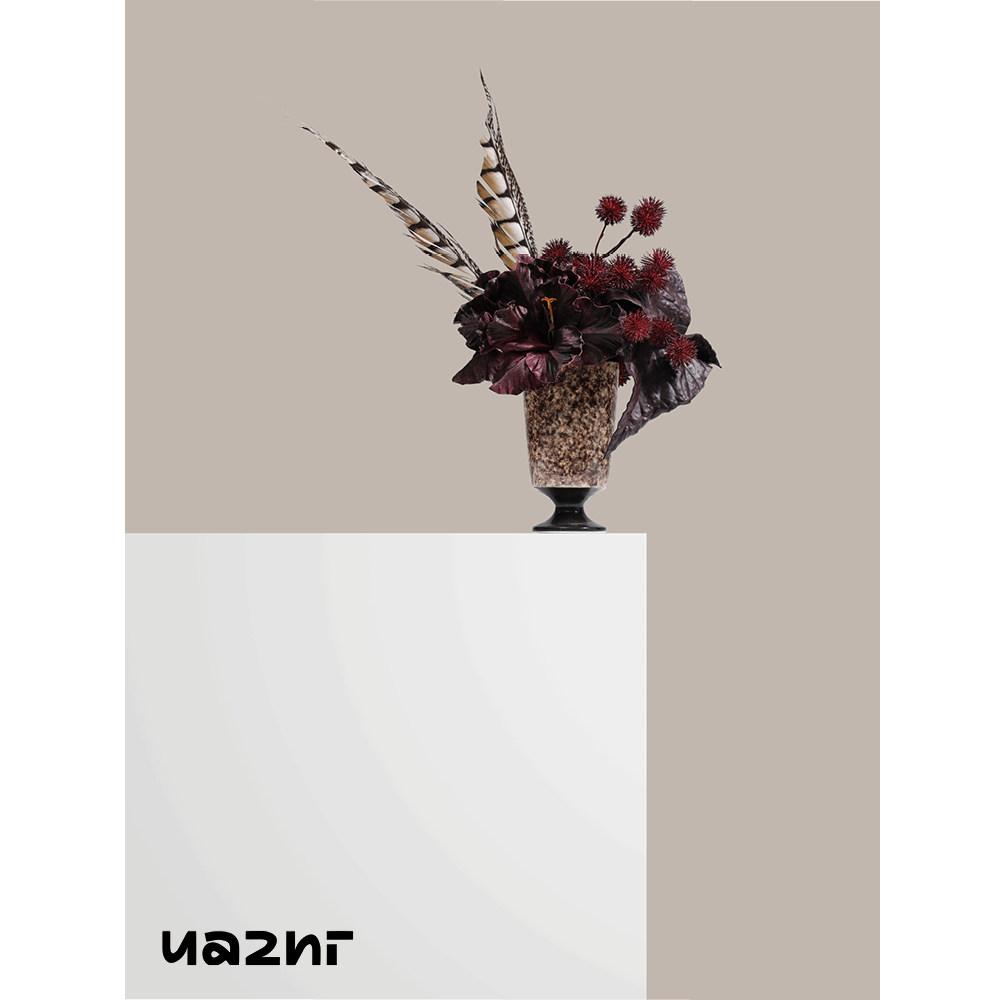 花小只中古风羽毛仿真花摆件图片