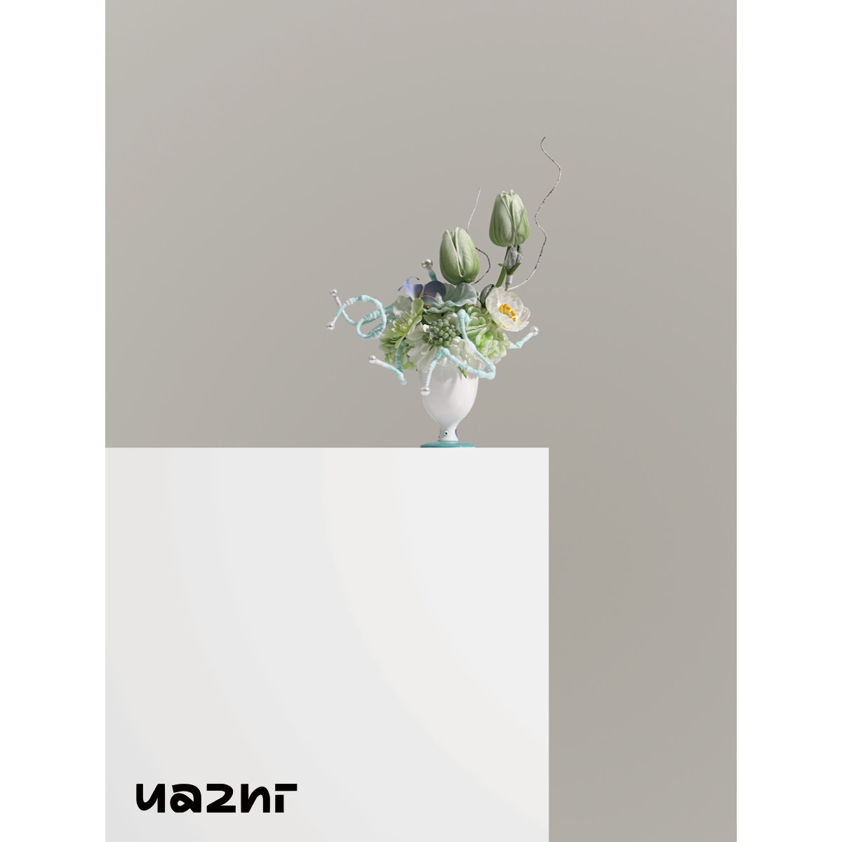 花小只 现代清新陶瓷花器仿真花艺含春  样板间游乐区儿童房摆件