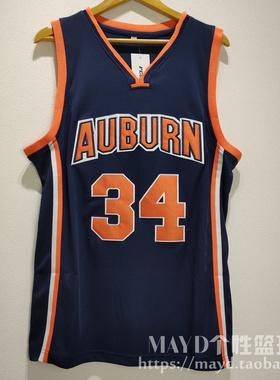 34号巴克利球衣Barkley奥本大学刺绣篮球服美式复古训练服背心男