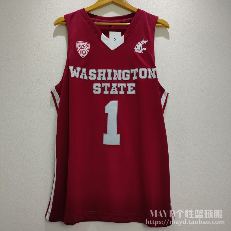 1号克莱汤普森华球衣 盛顿州立大学复古刺绣篮球服男美式运动背心