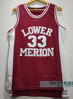 33号科比劳尔梅里恩高中球衣  复古刺绣篮球比赛服运动背心男定制