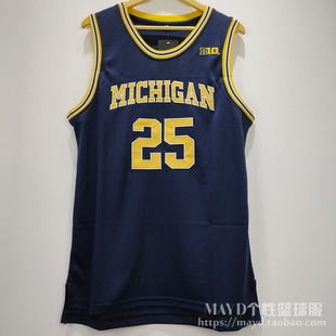 朱万霍华德密歇根大学球衣 霍二叔复古刺绣篮球服背心健身训练服