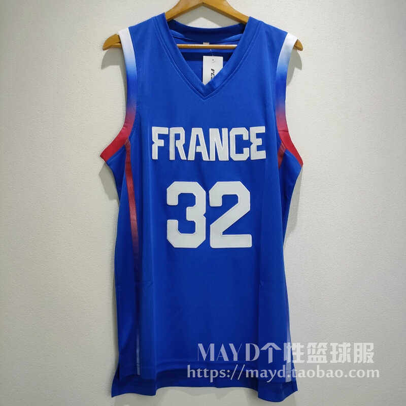 文班亚马国家队球衣 法国男篮刺绣篮球服V领透气夏季速干背心男式