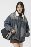 原B429山一商店-234MY09198羊羔毛领牛仔水洗棉服P200-K288，男装棉衣，电商S003