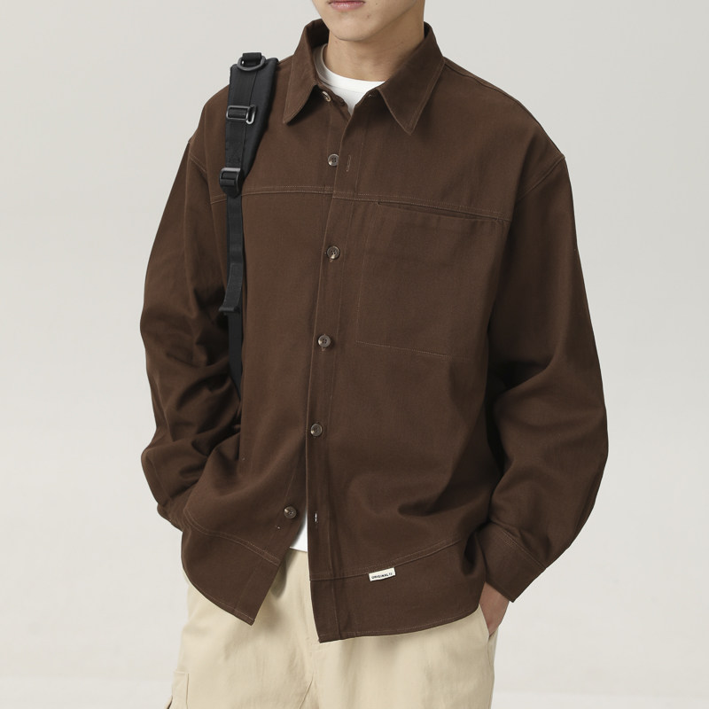 山一商店243CS09172磨毛斜纹弧形拼接工装衬衫P95K128秋季,男装衬衫,电商S003
