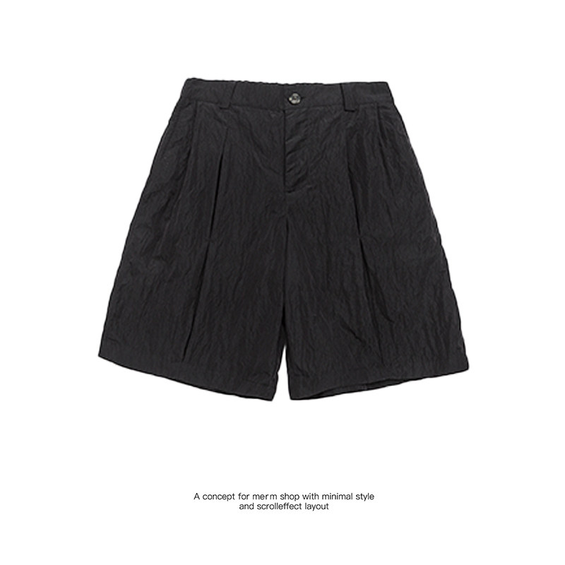 夏款NR-252DK13132宽松廓形防泼水压褶西装短裤卡其P75K128,男装休闲裤,电商S003