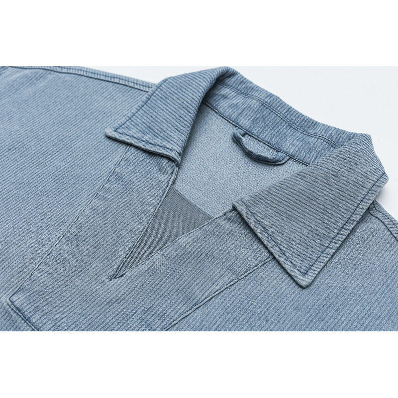山一商店秋季253JK10153美式复古套头训练服牛仔外套蓝色P115K168,男装工装外套,电商S003