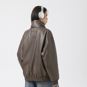 原B429-234YR09261多拼接皮料羽绒服新标90绒多色大码P285-K418图片