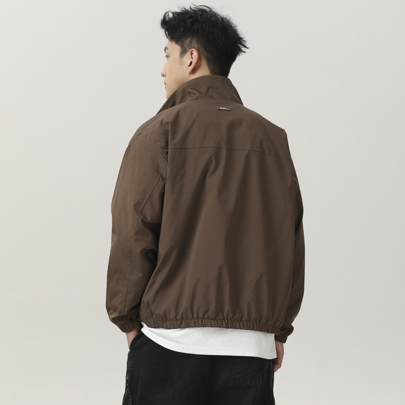山一商店243JK10103双面穿哈灵顿格纹立领教练夹克P135K188秋,男装夹克,电商S003