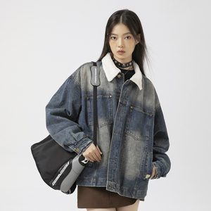 原B429山一商店-234MY09198羊羔毛领牛仔水洗棉服P200-K288图片