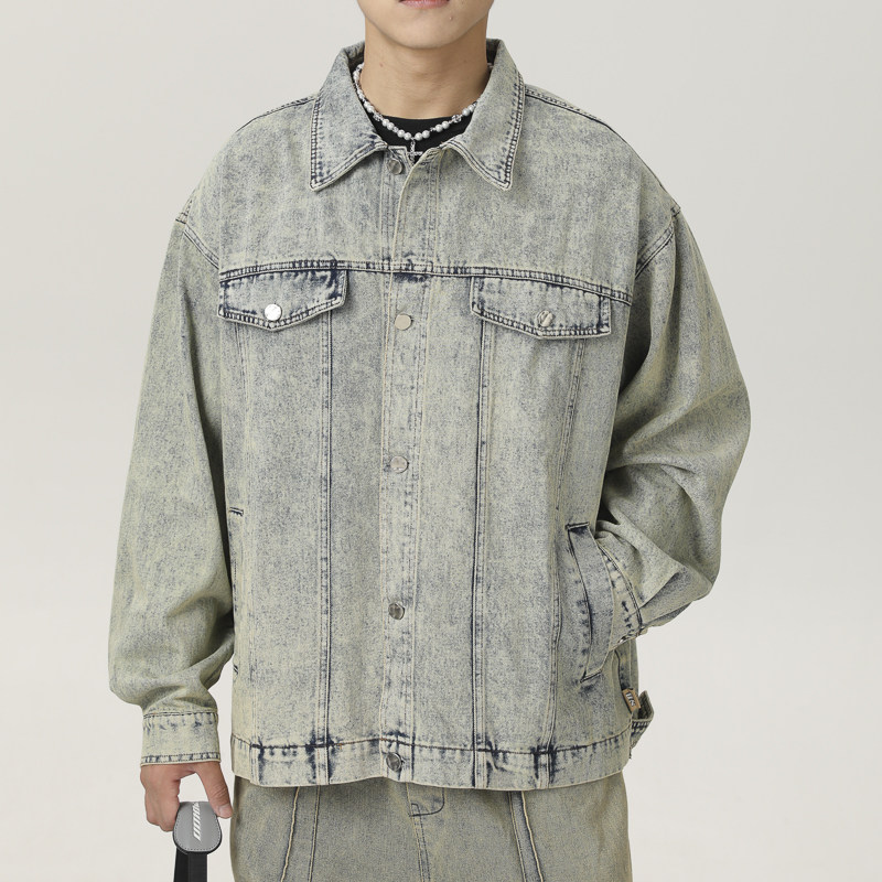 NR-233JK07188复古黄泥染水洗做旧牛仔外套P125-K178秋季新,男装工装外套,电商S003