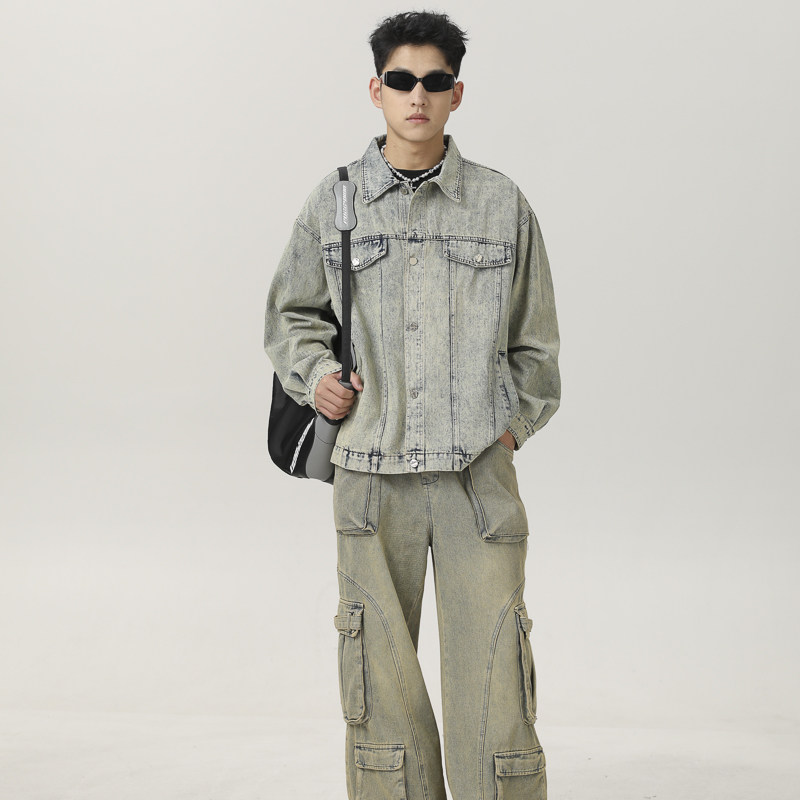 NR-233JK07188复古黄泥染水洗做旧牛仔外套P125-K178秋季新,男装工装外套,电商S003