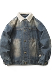 原B429山一商店-234MY09198羊羔毛领牛仔水洗棉服P200-K288，男装棉衣，电商S003
