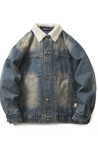 原B429山一商店-234MY09198羊羔毛领牛仔水洗棉服P200-K288图片