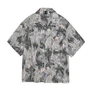 山一夏款252CS10123度假风休闲垂感松弛感古巴领衬衫棕色P70K108,男装衬衫,电商S003