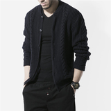 山一商店B429欧美复古扭花针织开衫加厚休闲毛衣--MS008/140，男装针织衫/毛衣，电商S003