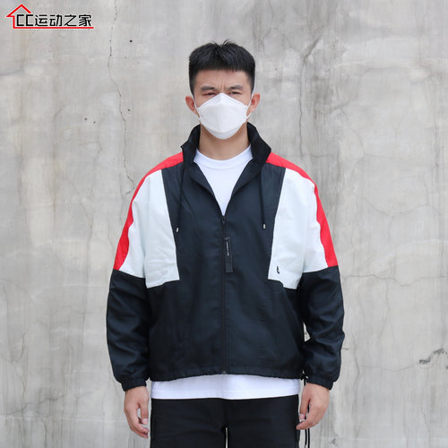 耐克秋季连帽复古拼接色运动夹克