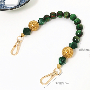 绿色串珠手提包带子女士斜挎包装 饰链条单买手机链腋下包链配饰