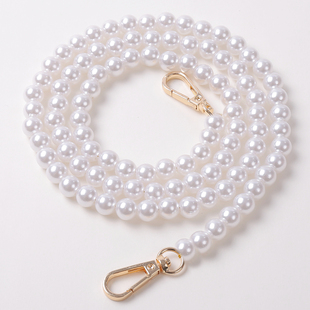 包包带子白珍珠链条女斜挎肩带手挽链子单买挎包链手机链金色大扣