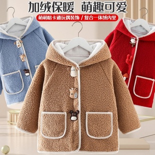 宝宝儿童罩衣拉链款前美术外套中大童男女童保暖加绒加厚外穿护衣
