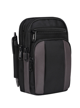 适用于7寸华为荣耀no8单肩斜挎手机包可插笔四层拉链格腰包穿皮带