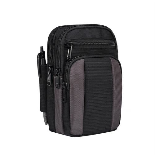 适用于7寸华为荣耀no8单肩斜挎手机包可插笔四层拉链格腰包穿皮带