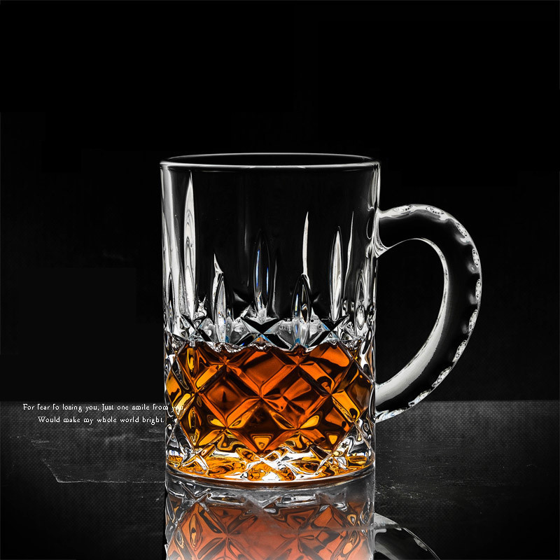 带把欧式风刻花啤酒杯