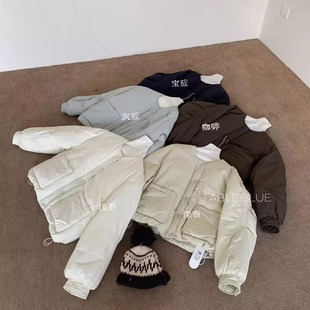 table blue杏色羽绒服女2025冬季新款宽松百搭保暖圆领大口袋外套