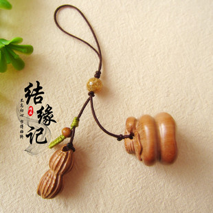 好事发生事事如意桃木汽车钥匙扣吊坠手机挂件好柿会花生创意