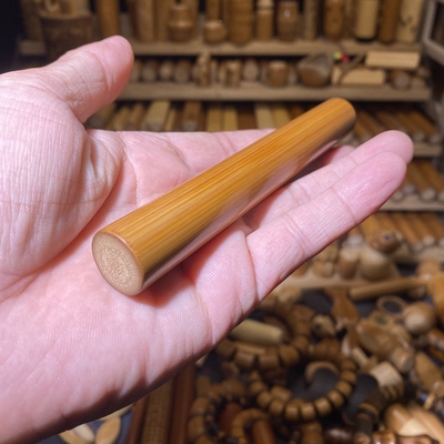 17.4-129mm厚皮高密润角长圆，一物一链接，远山工实心玉竹手把件