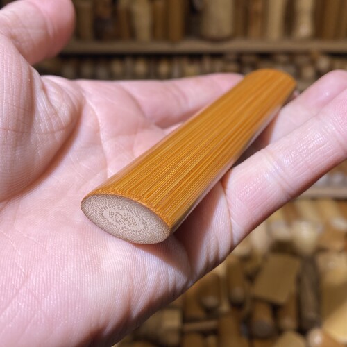 23-109-11mm捷径厚皮椭扁，一物一链接，远山工实心玉竹手把件