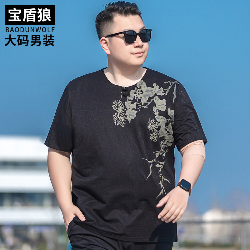 中国风盘扣短袖体恤男圆领加大码