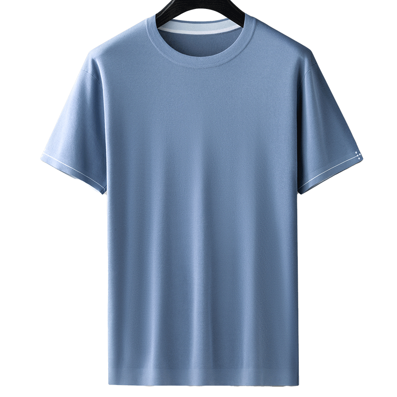 薄款大码男士精纺针织短袖体恤衫