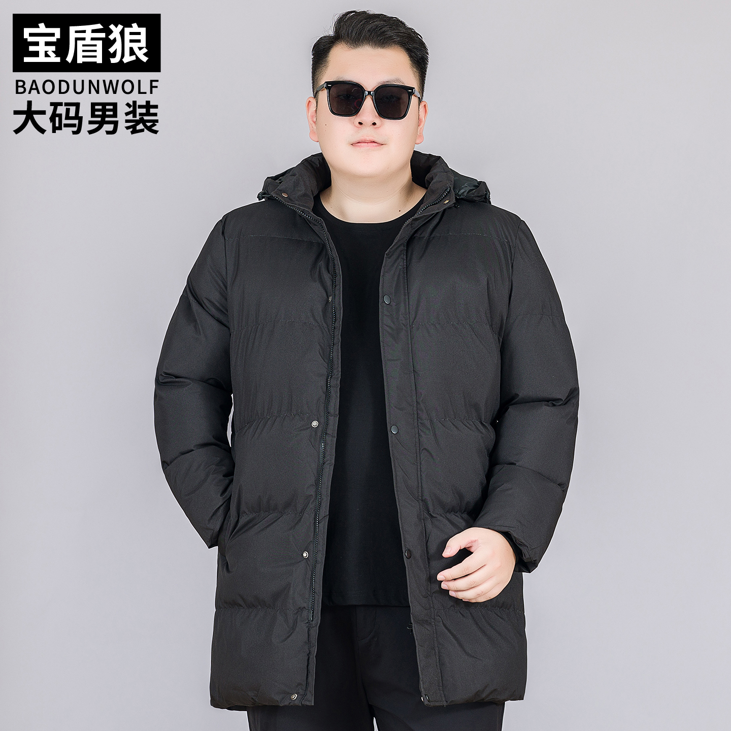 简约中长款棉服男加肥大码外套