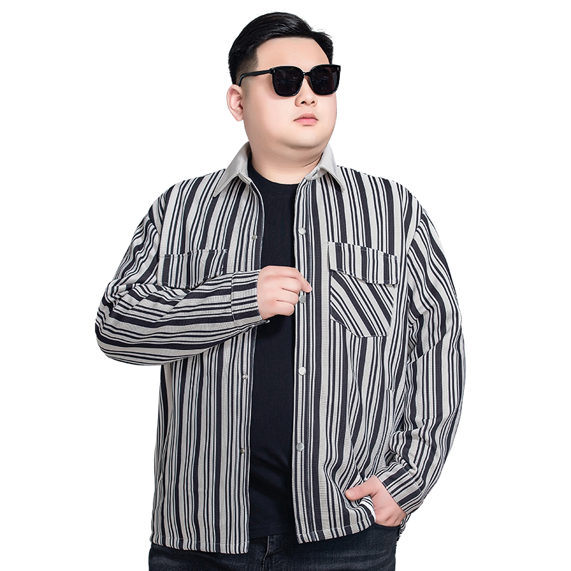 宝盾狼肥加大男士华夫格夹克外套