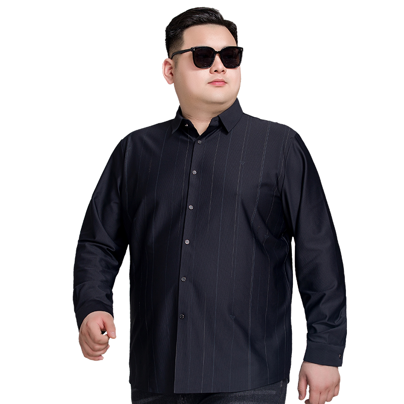 免烫春秋加肥加大码男装长袖衬衫