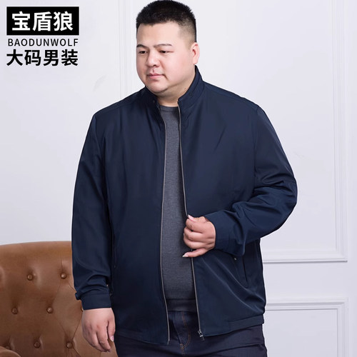 春秋夹克外套码肥胖子纯色中年